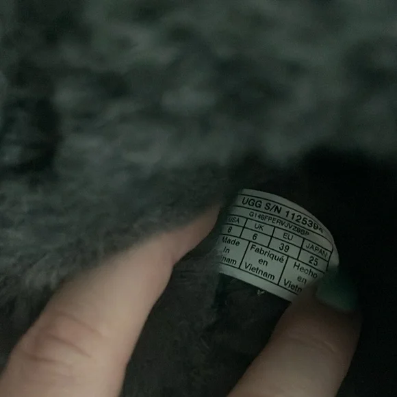 UGG Metallic Silver Slippers with Dark Gray Fur - Picture 3 of 7